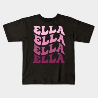 Ella First Name Personalized Retro Groovy Birthday Kids T-Shirt
